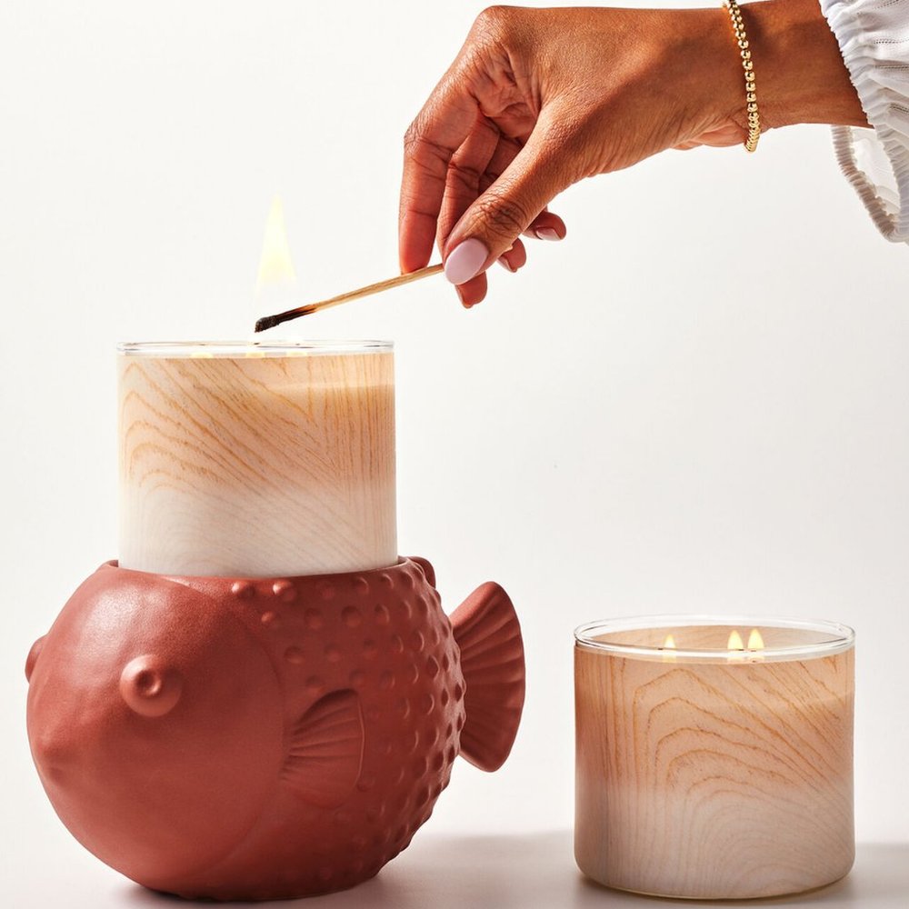Bath & Body Works Puffer Fish Three Wick Pedestal Candle Holder